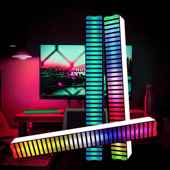 LED-uri de Muzică de Control de Sunet Lumina Decor Masina RGB Desktop Veioza Petrecere DJ Disco Ritm Lampă Ambientală APLICAȚIE de Control