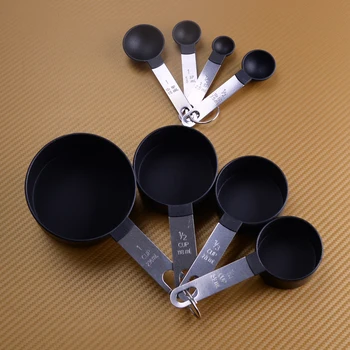 LETAOSK 8PCS/set Negru din Oțel Inoxidabil de Măsurare Cupe și Linguri Bicarbonat de Gadget Instrumente de Gătit Set Accesorii de Bucatarie