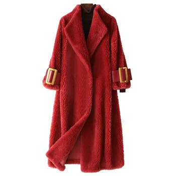 Lux Veritabil Amestec de Lână Haina de Blana Guler de Turn-Down Femei de Iarnă, Îmbrăcăminte exterioară Palton LF2063