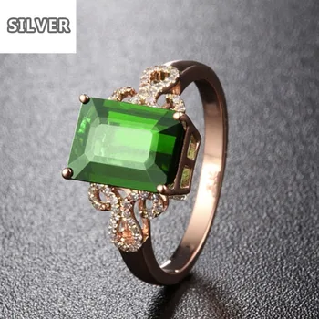 Lux&Classic Naturale De Aur Smarald Verde Piatră Prețioasă Inel De Nunta De Diamant Inel Pentru Femei Bijuterii Fine Valentine