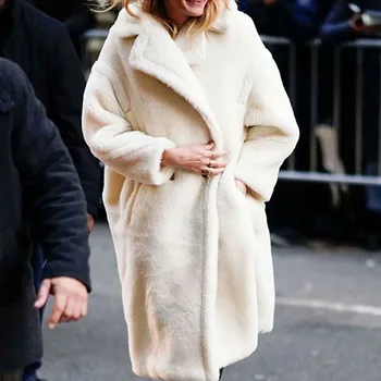 Merodi de iarna pentru femei de moda solid teddy gros haine lungi fete cald cașmir jachete supradimensionate doamnă elegant de lână vrac uza
