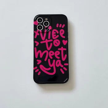 Moda Roz engleză mă bucur să te cunosc Caz pentru iPhone 11 12 13 Pro Max 8 7 Plus Xr Xs Max X SE 2020 12 Mini Moale Capacul din Spate Capa