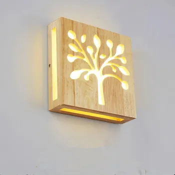 Modern lampă de perete din lemn de lumină interioară cu corpuri de iluminat cu LED-uri de iluminat coffe bar, restaurant, magazin de living sufragerie carte de decorare