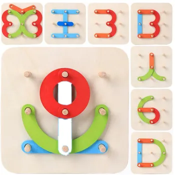 Montessori Copilul Jucării Creative Formă Geometrică Coloana Set Digital/Scrisoare/Animal Puzzle Jucarii Educația Preșcolară Copii