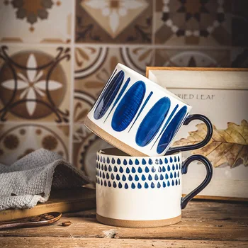 Mână-Pictat Ceramică Ceașcă De Cafea Retro Birou Simplu Ceai Lapte Gresie Cana De Sticlă De Băut Recipient Decor Acasă Ustensile De Bucătărie