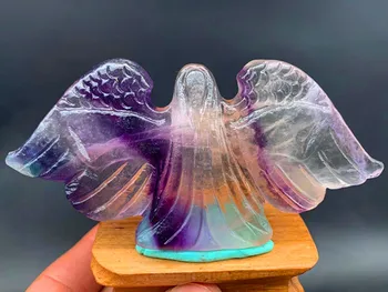 Naturale cristal de cuarț sculpturi fluorit înger decor acasă