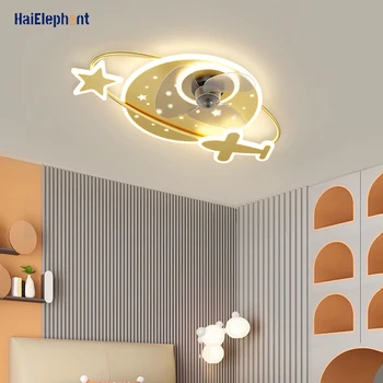 Nordic Creative LED Ventilator de Tavan Lumini Pentru Camera Copiilor Dormitor Studiu Foryer Interioară corp de Iluminat de culoare Roz Albastru Auriu Luminaria
