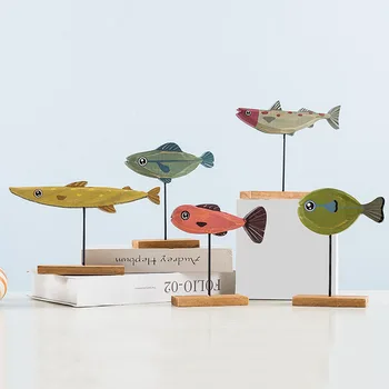 Nordic Lemn Pește Sculptura Animal Sculptura Artistică Living Office Home Decor Lucrate Manual Pentru Vacanță Cadou