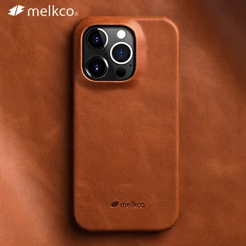 Original Melkco Premium Ulei de Ceara din Piele de Caz pentru iPhone 14 Pro Max Plus Afaceri Retro Pull-up pe Jumătate înfășurat Capacul din Spate
