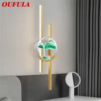 OUFULA Clepsidra Lângă Lampă LED 3 Culori Creative Design de Sticlă Tranșee Lumina Decor pentru Casa Moderna Living, Dormitor