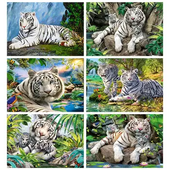 Peisaj Serie cruciulițe 14CT metalice aida Ecologice Fir de Bumbac Broderie Acasă Decor Agățat de tigri albi