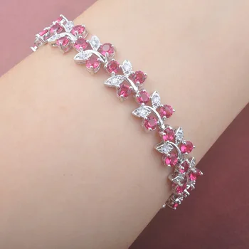 Pentru Femei de Vara Cristal Brățară Bijuterii de Nunta de Argint de Culoare Lanț de Link-ul Rose Red Zirconia Bratara OS0116