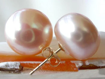 Perle unice Magazin de bijuterii 12mm Rotund Roz de apă Dulce Pearl Cercei Stud Femei Fermecătoare Cadou Bijuterii Rapid de Transport maritim