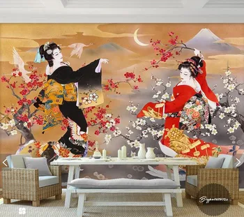 Personalizat tapet retro, frumusete Japonez figura ulei pictura murală folosit pentru camera de zi canapea restaurant tapet de fundal