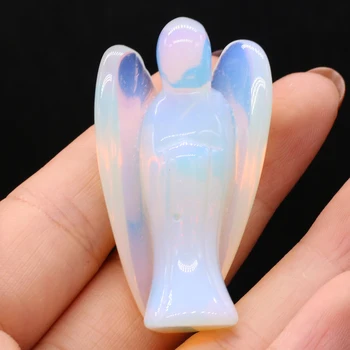 Piatra naturala Gem Opal Drăguț Copil Înger Shapre Acasă Masa Living Jad Ornament Decor Rafinat Cadou 50x35mm