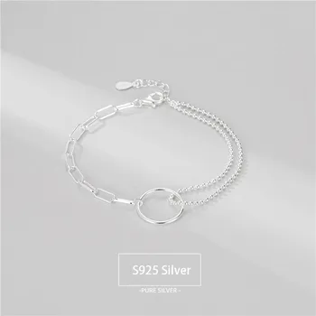 Real S925 Argint Moda Circulară Margele Student Prietenie Cadou De Ziua Chian Brățară Bijuterii Accesorii Femei