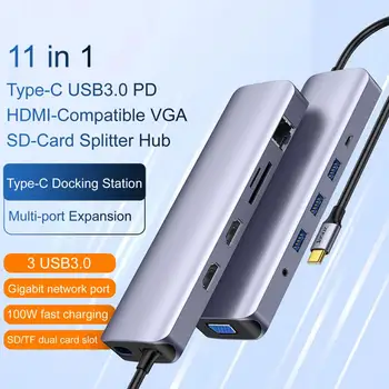 Rezistent la uzura Multifuncțional Universal PD Compatibil HDMI VGA-Card SD USB3.0 Tip C Hub Adaptor pentru Notebook-uri
