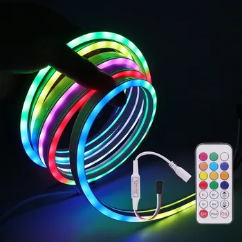 RGB WS2812B LED-uri Lumina de Neon Semn DC5V 60Leds/m rezistent la apa Plin de Culoare Gel de Siliciu Flexibil Panglică Bandă de Iluminat Cu Telecomanda