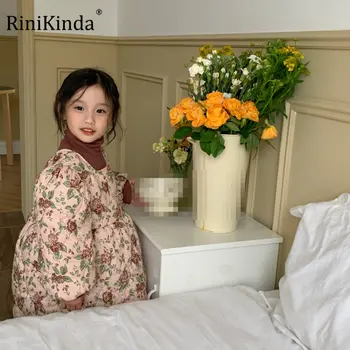 RiniKinda Toddler Girls Dress Iarna Casual cu Maneci Lungi Rochii Imprimate Rochie de Printesa de Iarnă Rochie de Bumbac Haine pentru Fete