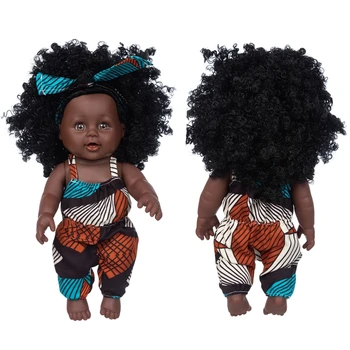 Salopeta+30cm DollChristmas Mai bun Cadou Pentru Copilul Fete Negru Jucărie Mini Drăguț Explozive coafura Papusa Copii Fete
