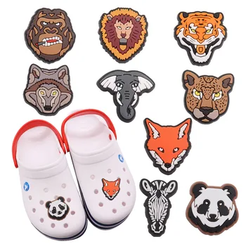 Se amestecă 50Pcs PVC Pantof Farmece Panda, Leu, Tigru, Elefant Lup Leopard Accesorii DIY Decoratiuni de Pantofi De Crocodil Jibz Copii X-mas Cadou