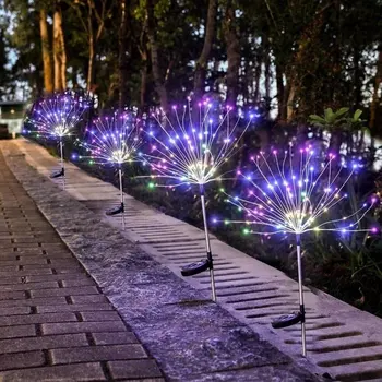Solar focuri de Artificii Lampă în aer liber, Iarba Glob de Păpădie Flash Șir de lumini de Basm 90 /120/150/200 LED Pentru Grădină cu Gazon, cu Lumină de Vacanță