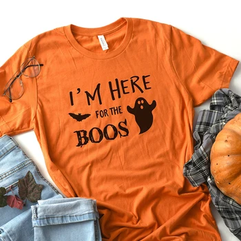 Sunt Aici Fot Boos Halloween Tricou Femei de Cauzalitate Liber din Bumbac, O Gâtului Graphic Tee Harajuku Vrăjitoare Graphic Tee Doamnelor Îmbrăcăminte