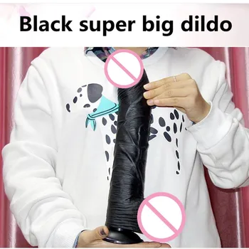 Super Big Black Dildo Cu Ventuza De Sex Feminin Masturbari Sex Intre Tate Penis Adult Produse Sex Shop
