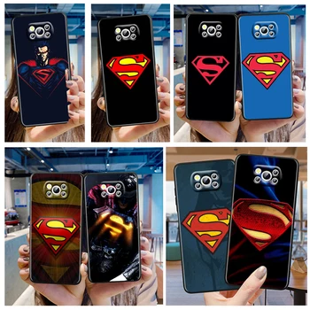 Super-erou Superman Logo Telefon Caz Pentru Xiaomi Mi Poco X4 X3 X2 NFC F4 F3 F2 GT M5 m5-urile sunt M4 M3 Pro C40 C3 5G Negru Funda Acoperi