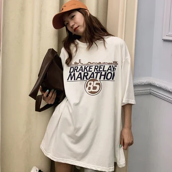 Supradimensionate Alt Maneci Scurte T-Shirt Femei Vintage High Street Tee Ulzzang Harajuk Topuri Casual Haine Femei 2021 Streetwear