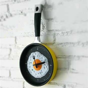 Tacâmuri de design creativ omletă forma de ghiveci bucătărie, ceas modern, creativ acasă decor agățat de masă