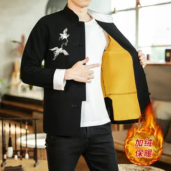 Tang sacou stil Chinezesc iarna barbati catifea groasă broderie de sex masculin mare traje tai chi Retro bărbați îmbrăcăminte