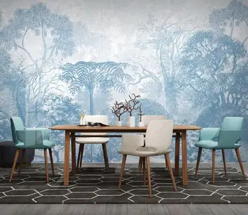 Tapet personalizat Nordic pictate manual pădure pădure minimalist modern, TV, Canapea dormitor murale de perete camera de zi Tapet 3d