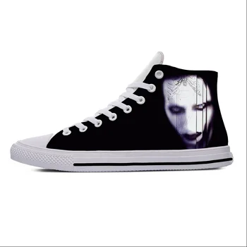Trupa de Rock Cantareata de Muzica Marilyn Manson Moda Casual Pânză Pantofi de Înaltă Top Respirabil Usoare de Imprimare 3D Bărbați Femei Adidași
