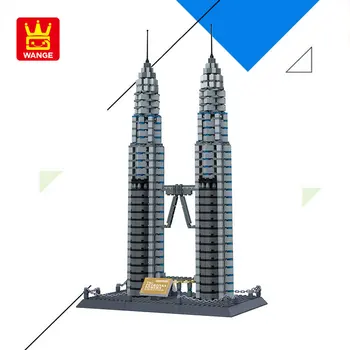WAMGE DIY Blocuri Jucării Mici Particule de Asamblare Blocuri Kuala Lumpur Petronas Twin Towers Lume Clădire punct de Reper Serie