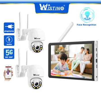 Wistino 10.1 inch NVR Wireless 2 CANALE 3MP Sistem CCTV Două căi voce Plină de culoare în aer liber, Sistem CCTV IP, Sistem de Securitate Video